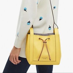 #bagsavenue New York Grab Small Bucket Crossbody Bag Yellow Leather Kate Spade
